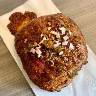 Chili jam on top. Crunchy delight.