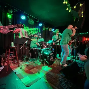 a band playing on stage