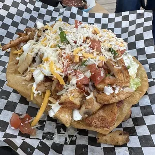 Fried Flour Tortilla Chicken Salad