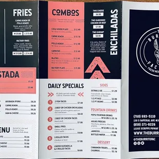 Brochure Menu, side 1