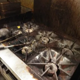 Don't eat here until they clean there cooking area