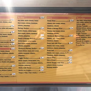 Current prices as of 8/1/2020 - second half of menu