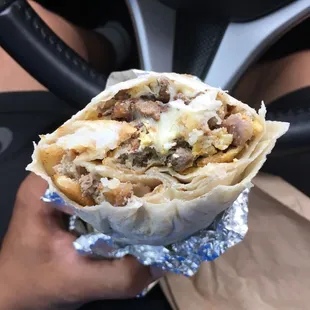 Carne asada breakfast burrito $6