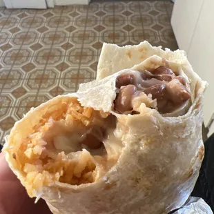 Bean cheese rice burrito