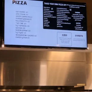 Pizza menu