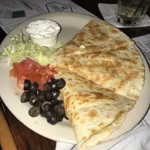 Chicken and cheese quesadilla was pretty good.