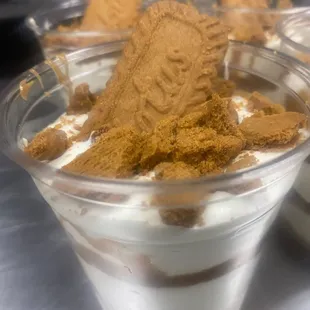 Biscoff Parfait-Parfaits also available in Oreo and Strawberry.