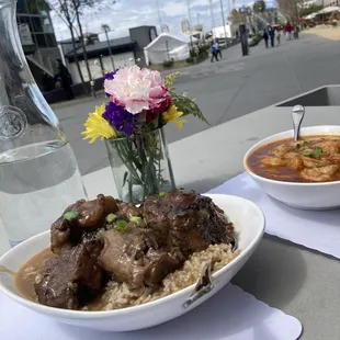 Oxtail and brown rice.