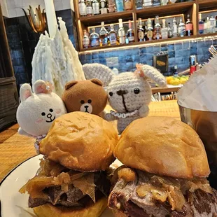 Tenderloin Sliders (thinly sliced filet mignon with caramelized onions and garlic mayo) with House cut fries