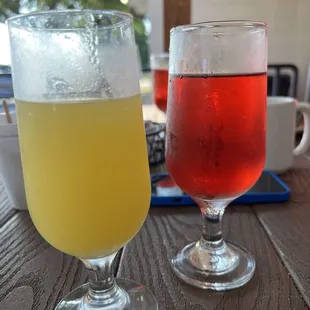 Pineapple and cranberry mimosa