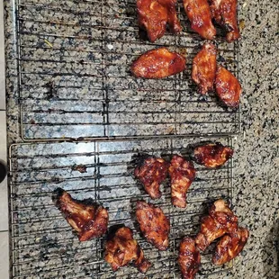 Whiskey maple on the left, korean BBQ on the right. 250 using fruit wood pellets for 45 mins.