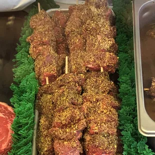 Seasoned steak skewers