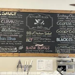 Sandwich menu board