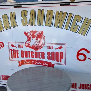 a sign for pork sandwich