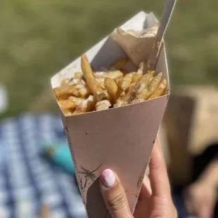 Wagyu fries with (I think) kewpie mayo. Umami filled but also hard to eat all in one sitting. Handful at a time is delicious!