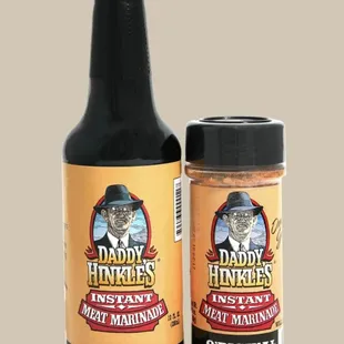 a bottle and a jar of sauce