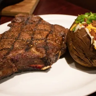 a steak and a baked potato