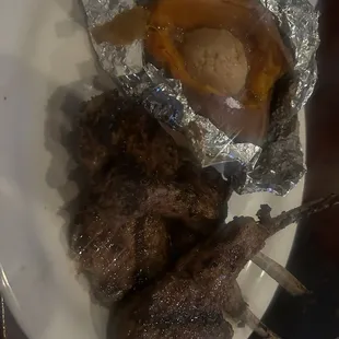 Lamb Chops with loaded sweet potato