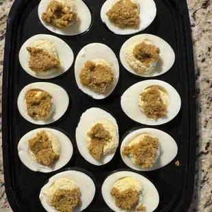 Deviled Eggs (flavor changes monthly)