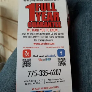 This is the back page of their brochure.