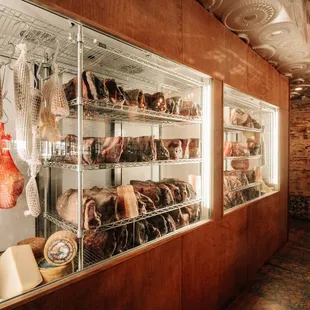 View of our meat locker, located in the back of the restaurant.