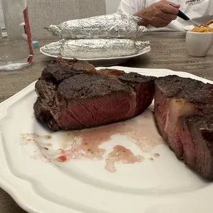 Cooked ribeye steaks