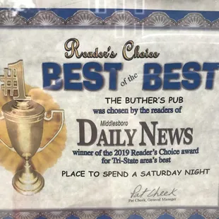 a sign for the best of the best