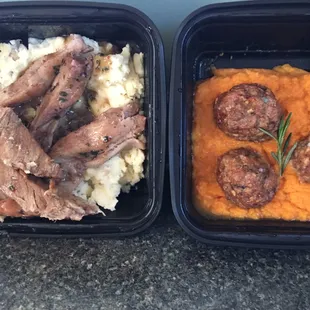 12 hour brined pork shoulder with cider maple sauce over mashed potatoes