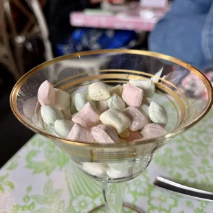 marshmallows in a martini glass