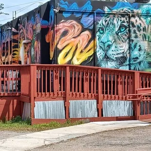 From the parking area, entry at other end.