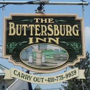 a sign for the buttersburg inn