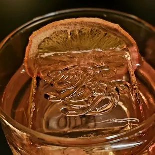 monogrammed ice cube for the Old Fashioned