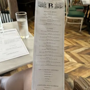 Cocktail menu
