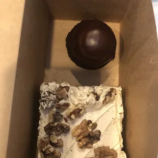 Ganache and walnut maple brownie