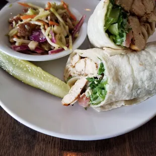 Chicken Caesar wrap with apple slaw