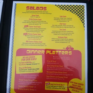 a menu for a restaurant