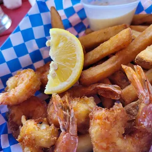 &quot;Prawns&quot; and chips.