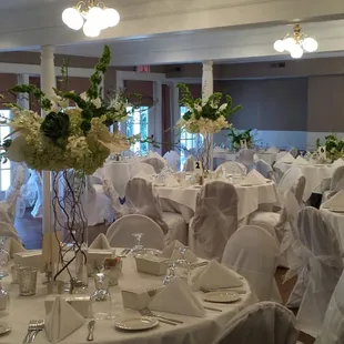 tables set for a wedding reception