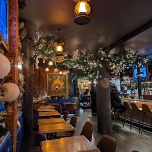 Inside with holiday decor