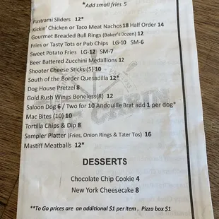 the menu for the cabin tavern