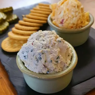 Pimento cheese, chicken salad sampler