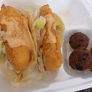 Fish tacos. Don't look pretty but quite tasty actually