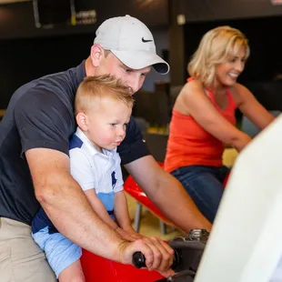 a father and son playing a game