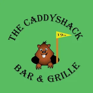 the logo for the caddyshack bar and grille