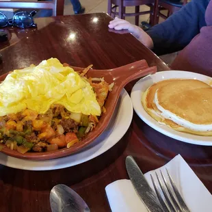Mexican skillet with pancakes
