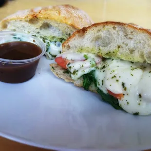 Spinach Mozzarella Sandwich with Balsamic. Yum!