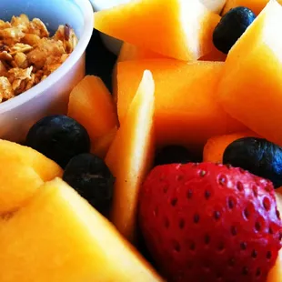 Fruit, granola, and yogurt bowl!