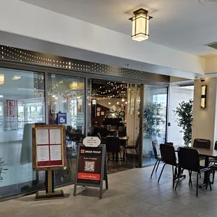 the entrance to the restaurant