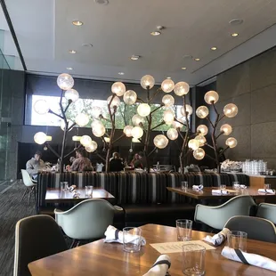 Social distanced tables indoor seating