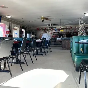 the interior of a diner